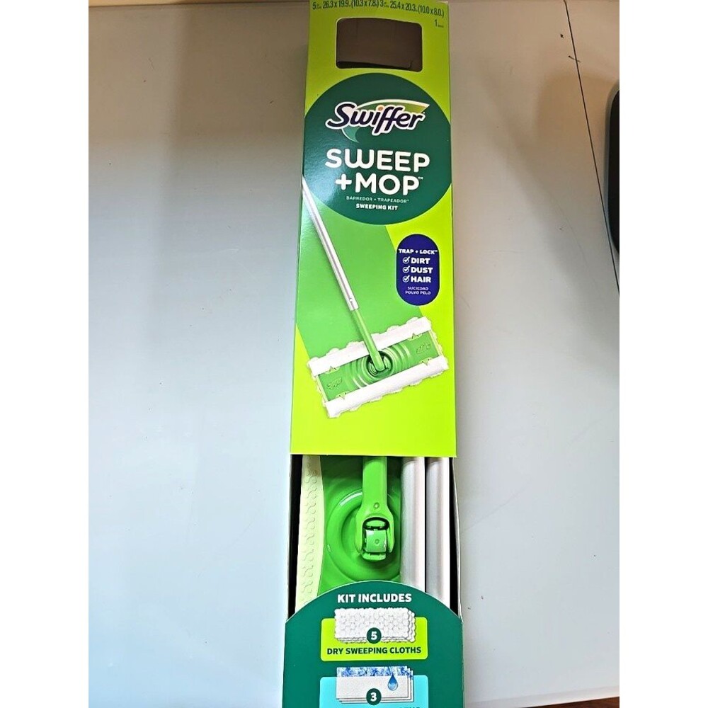 Swiffer Sweep + Mop Wet/Dry Pad Mop Kit Rectangular Metal Handle 16917 (S1)